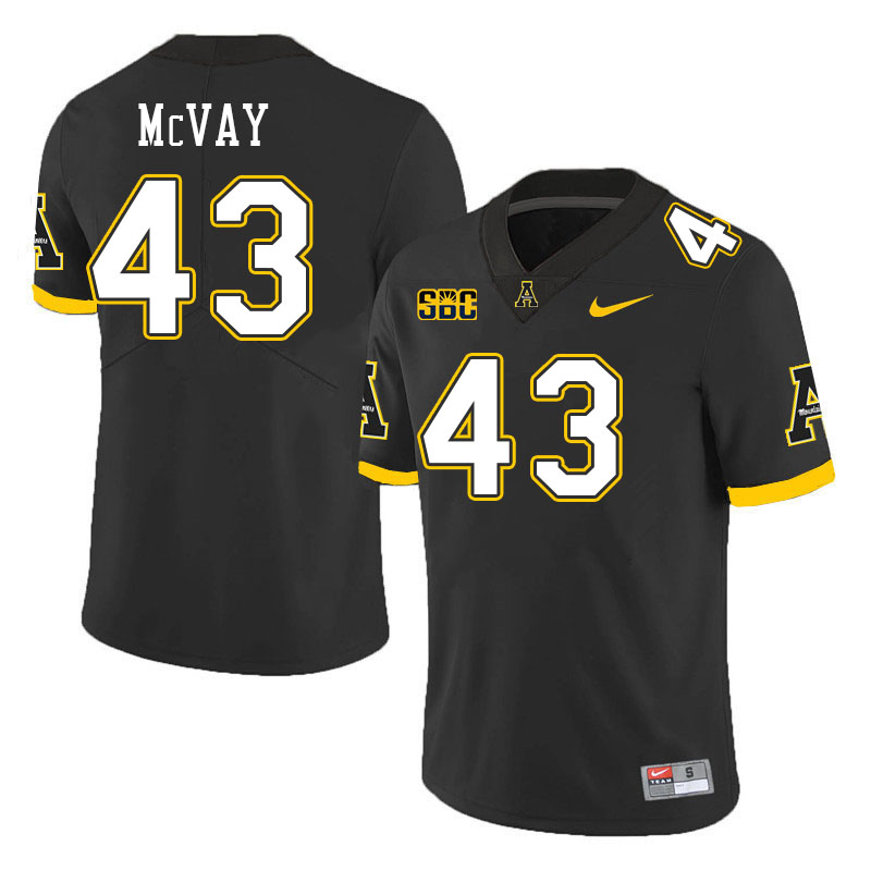 Men #43 Cash McVay Appalachian State Mountaineers College Football Jerseys Stitched-Black